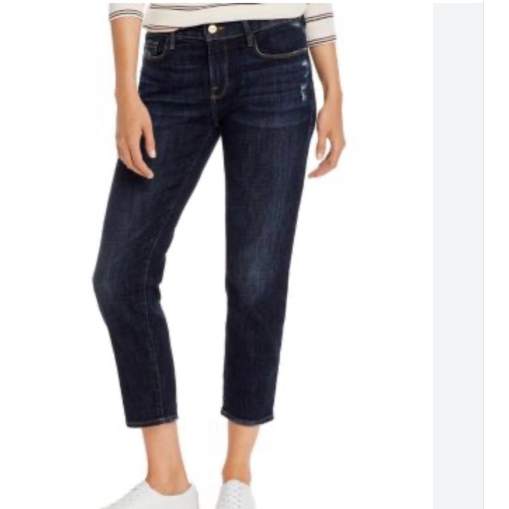 FRAME Le Garçon Crop Jeans Size 28 Straight Leg Relaxed Dark Wash